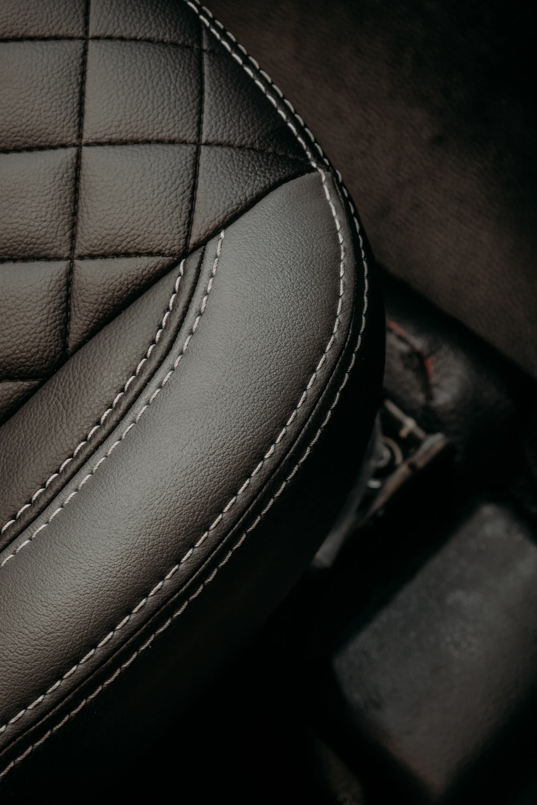 Fine black leather stitching